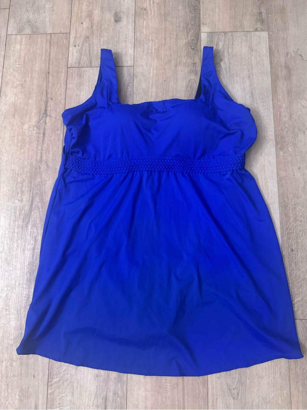 Swimsuits For All Royal Blue Scoop Neck Tankini with Braided Waist